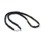 Volcanic Rock Black Matte Ethnic Style Necklace Men - Image 2