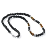 Volcanic Rock Black Matte Ethnic Style Necklace Men